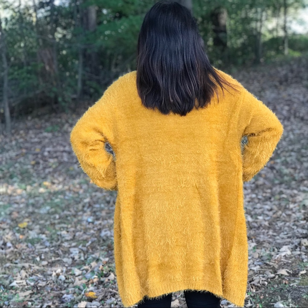 LAST 1💕Fuzzy Mustard Cardigan - Picture 3 of 4